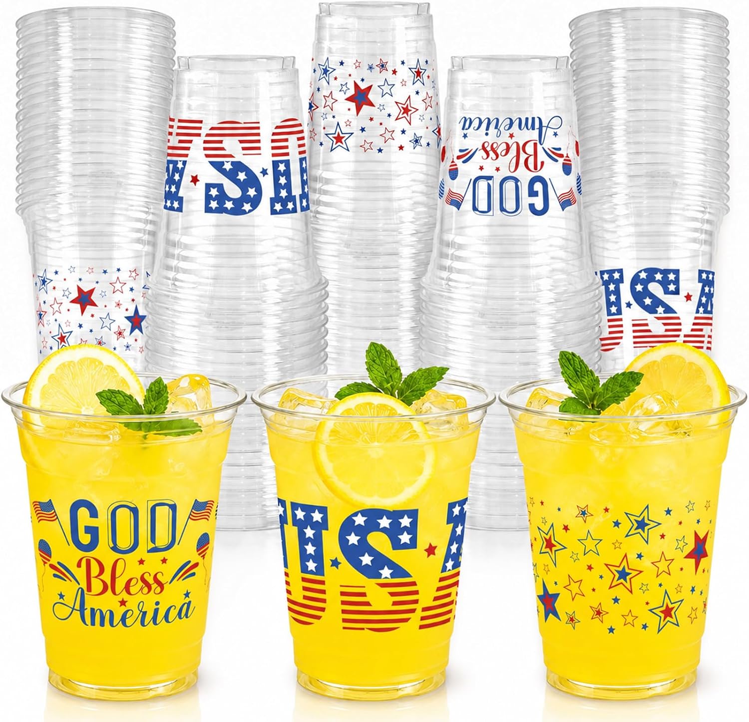 Plastic Cup 50Pcs - GuassLee 50pcs 250th Anniversary 4th of