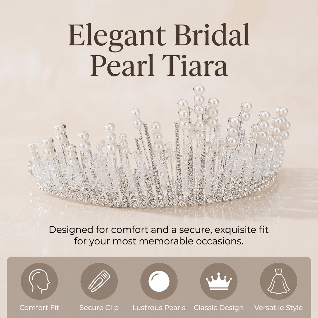Bridal Pearl Crown Headpiece E - Event & Party Supply review and price
