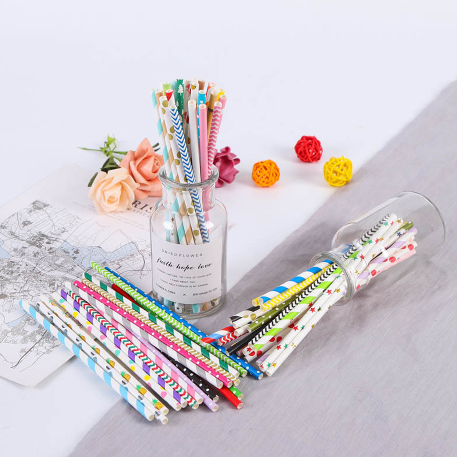 25 Pcs Colorful Disposable Pap - Paper Straw Color review and price