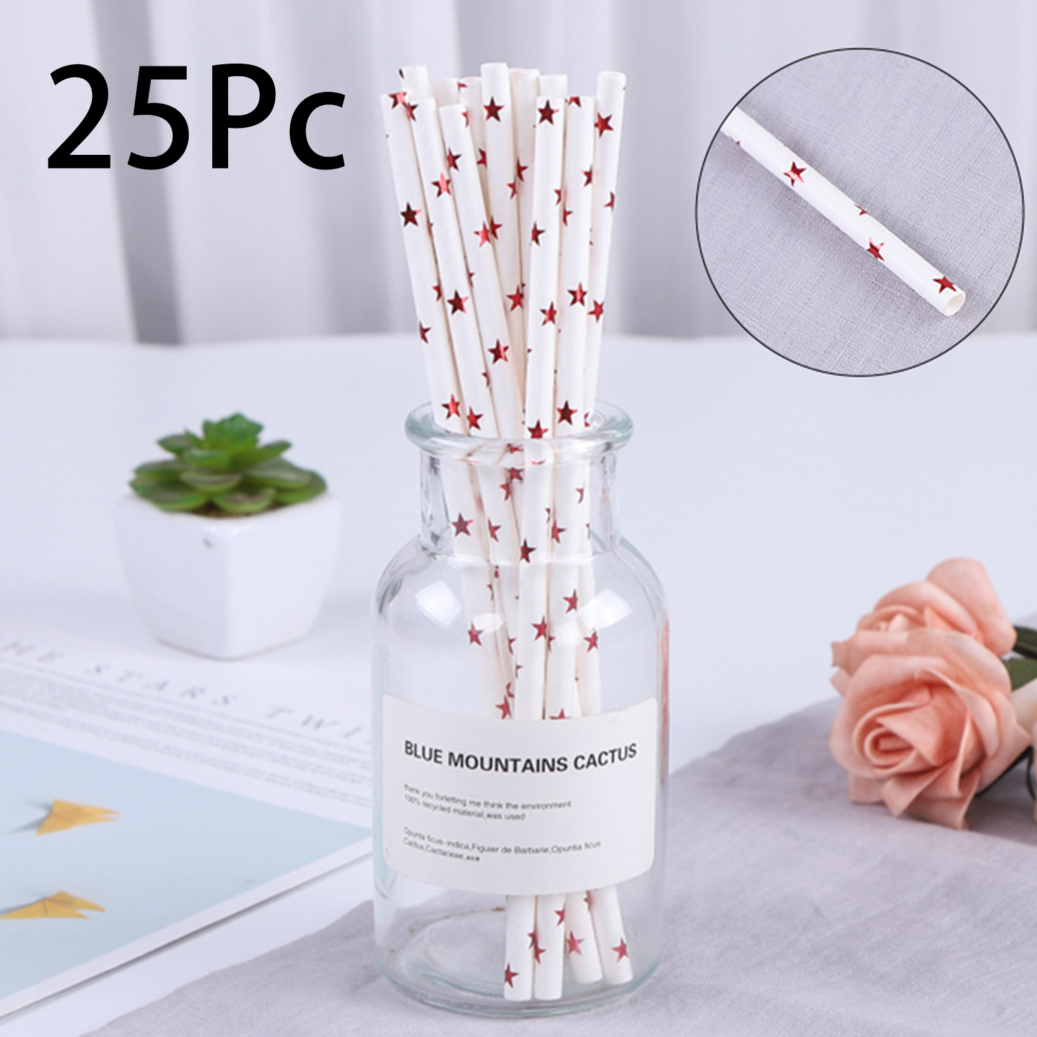 25 Pcs Colorful Disposable Pap - Paper Straw Color review and price
