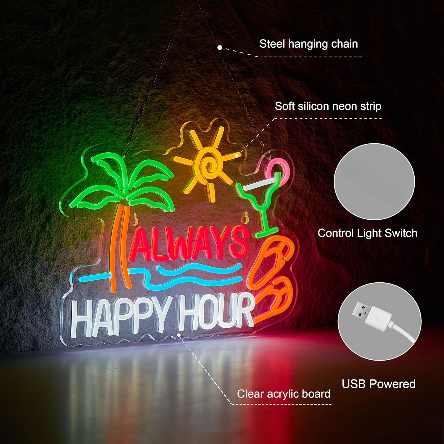 Always Happy Hour Beer Bar Neo - Neon Sign Party review and price