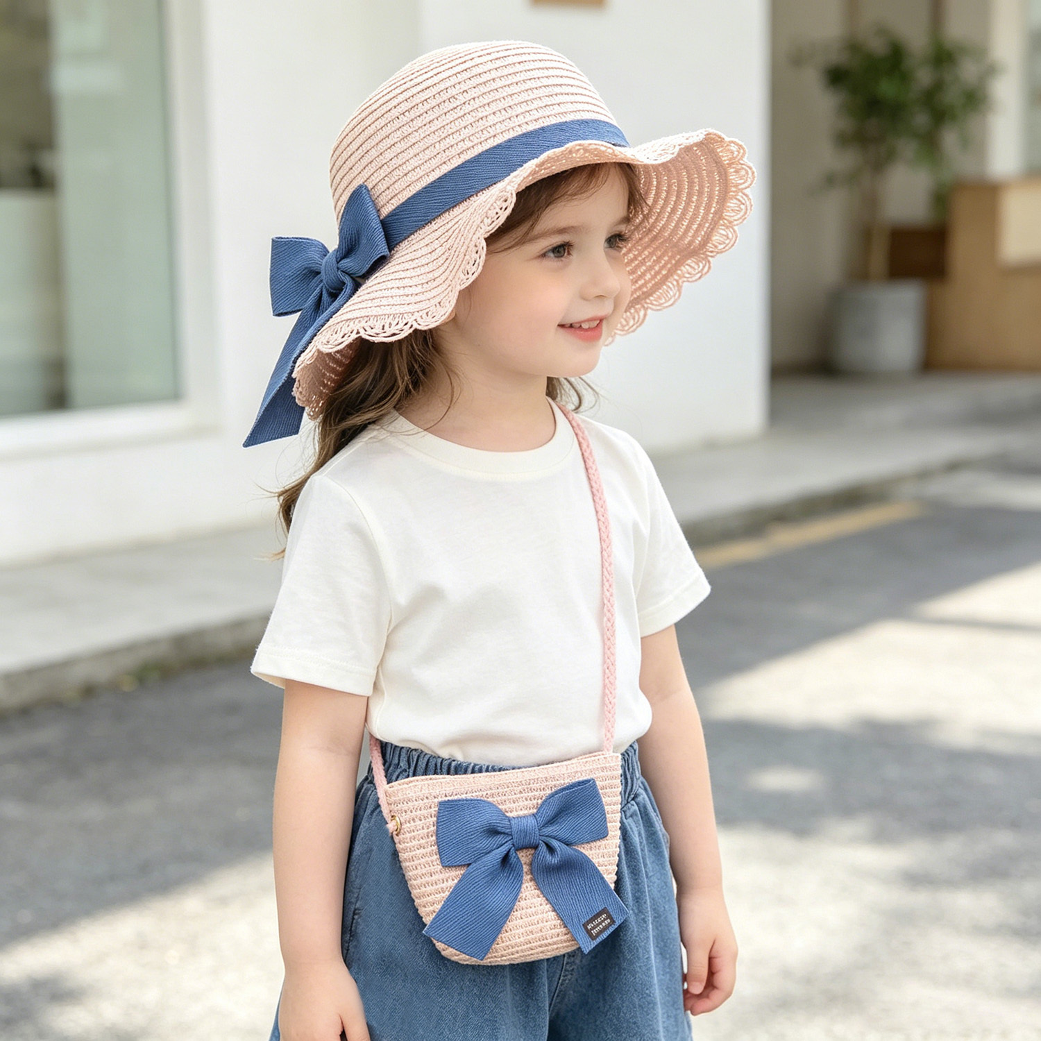 Girls 2pcs Straw Hat Solid Col - Paper Straw Color review and price