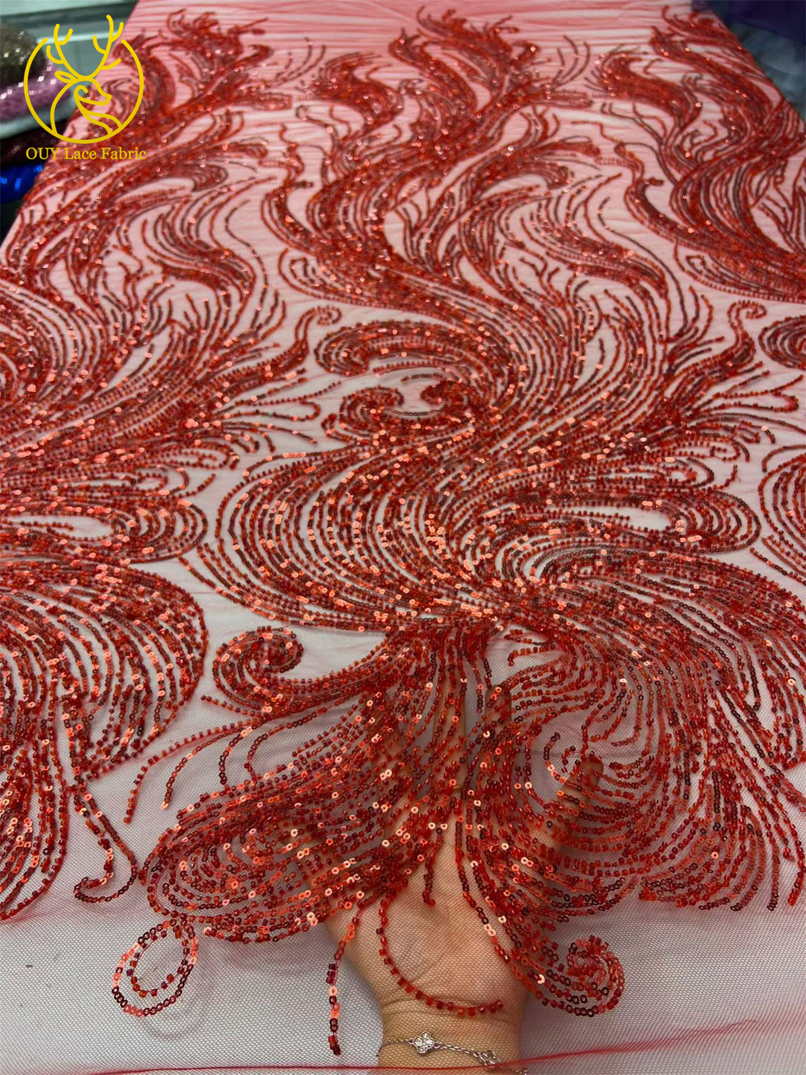 Royal Blue Beaded Sequins Lace - Glitter Tablecloth review and price