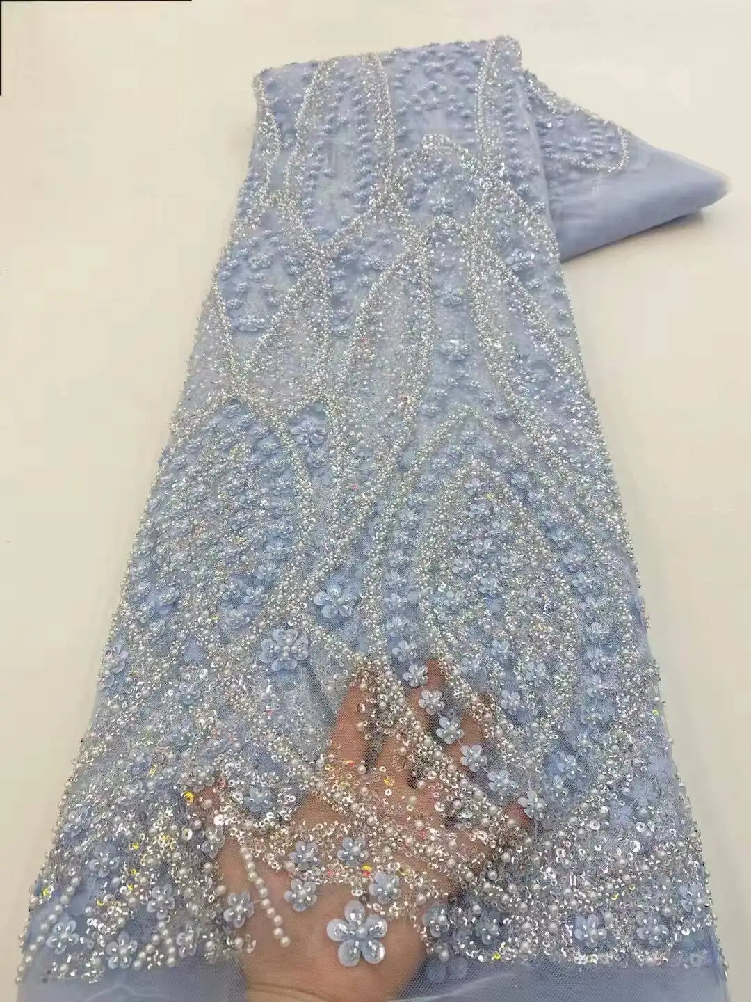 Sky Blue African Beaded Tulle  - Glitter Tablecloth review and price