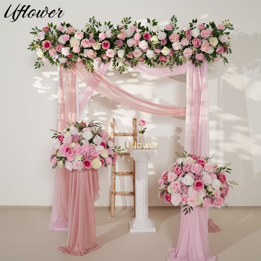 Uflower Pink Rose Greenery Han - Flower Wall Panel review and price