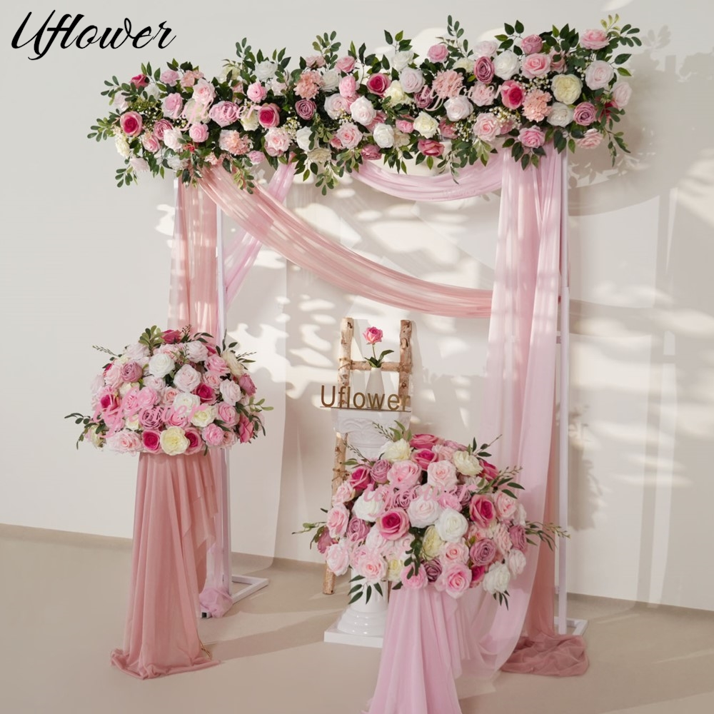 Uflower Pink Rose Greenery Han - Flower Wall Panel review and price