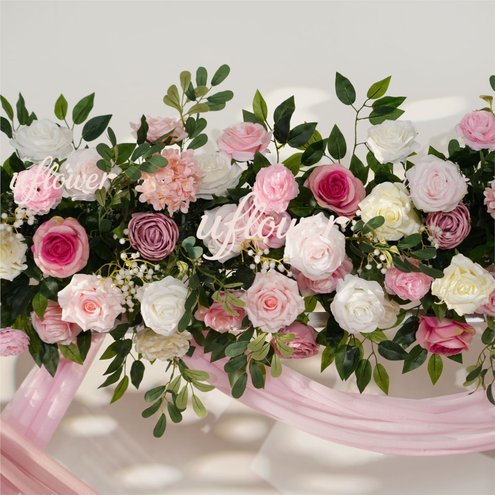 Uflower Pink Rose Greenery Han - Flower Wall Panel review and price