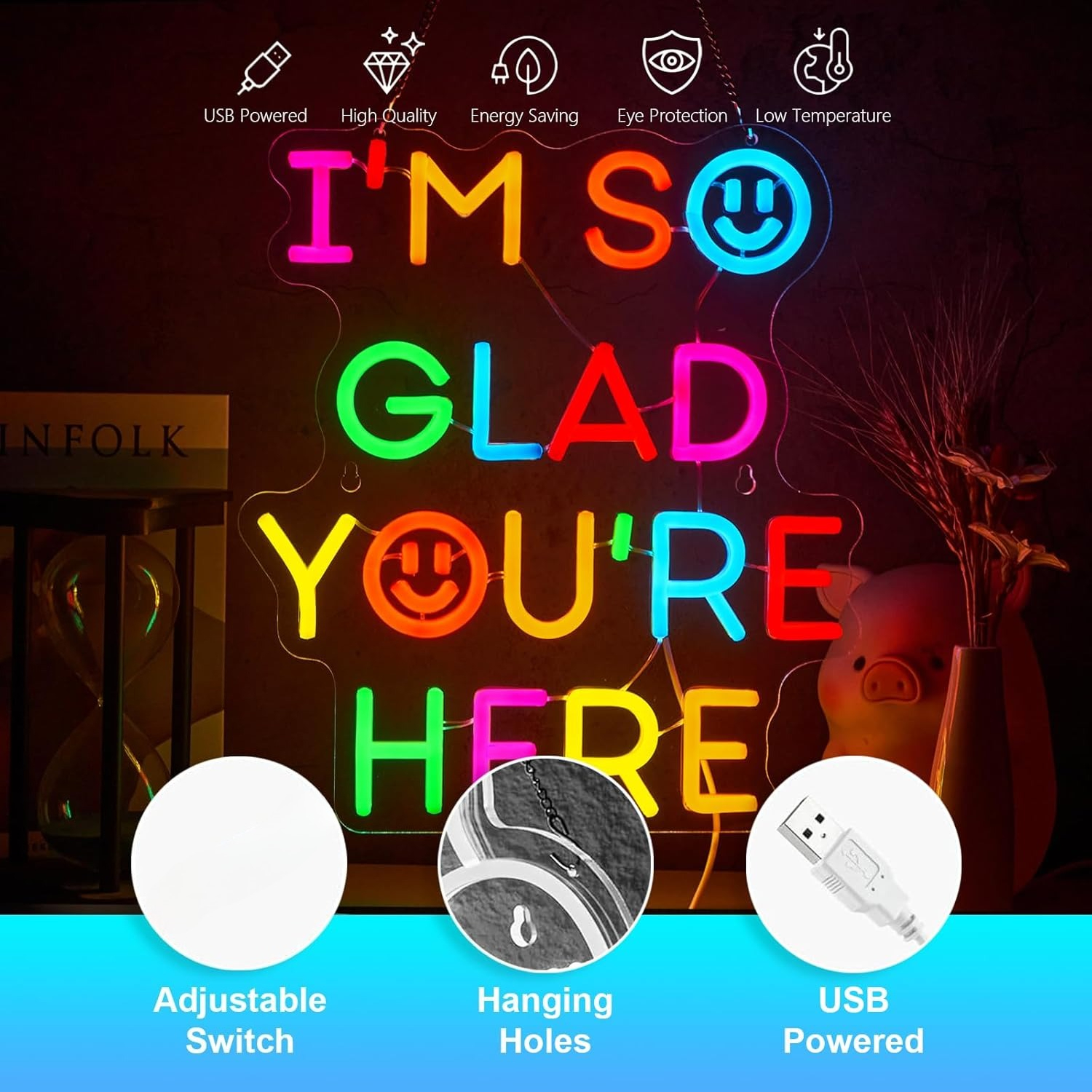  I'm So Glad You‘re Here Neon - Neon Sign Party review and price