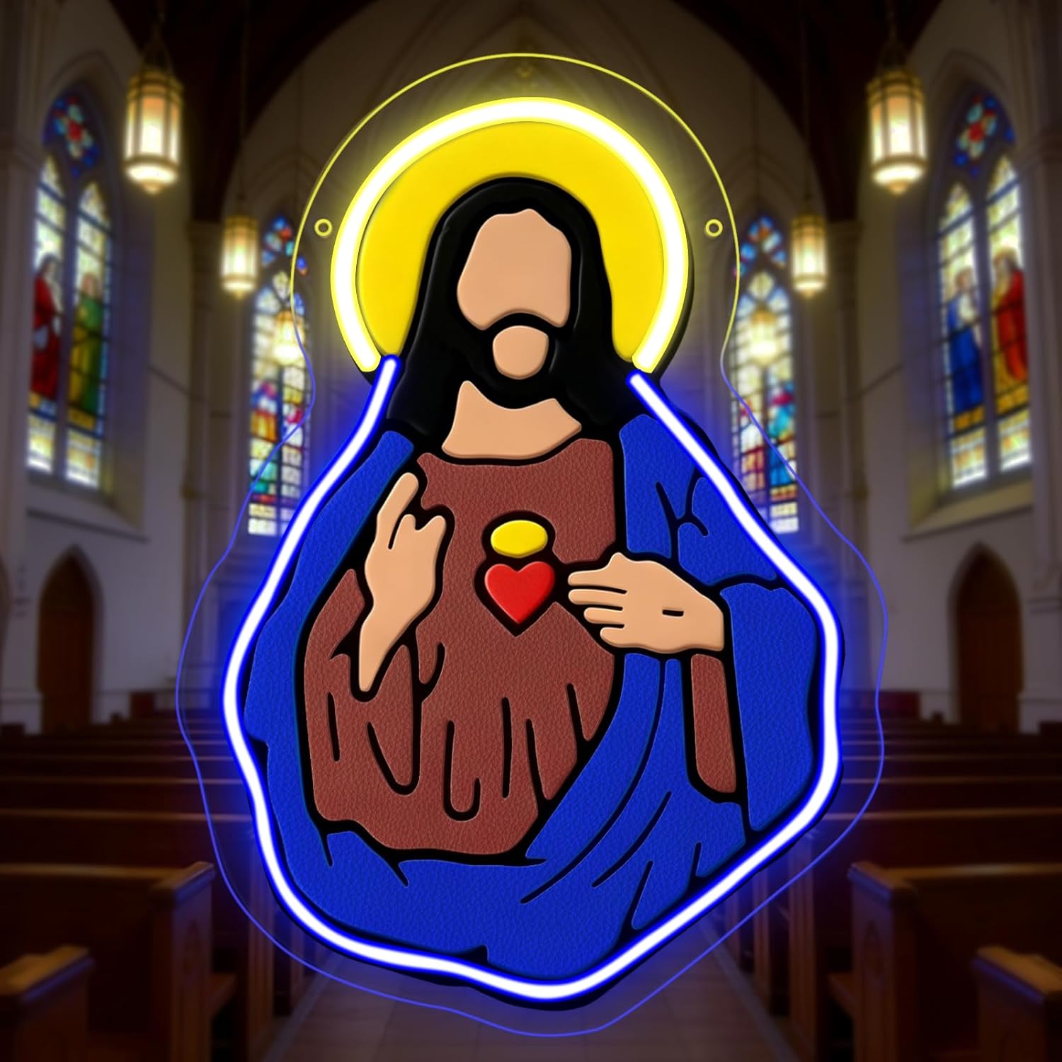 Sacred Heart of Jesus Neon Sig - Neon Sign Party review and price
