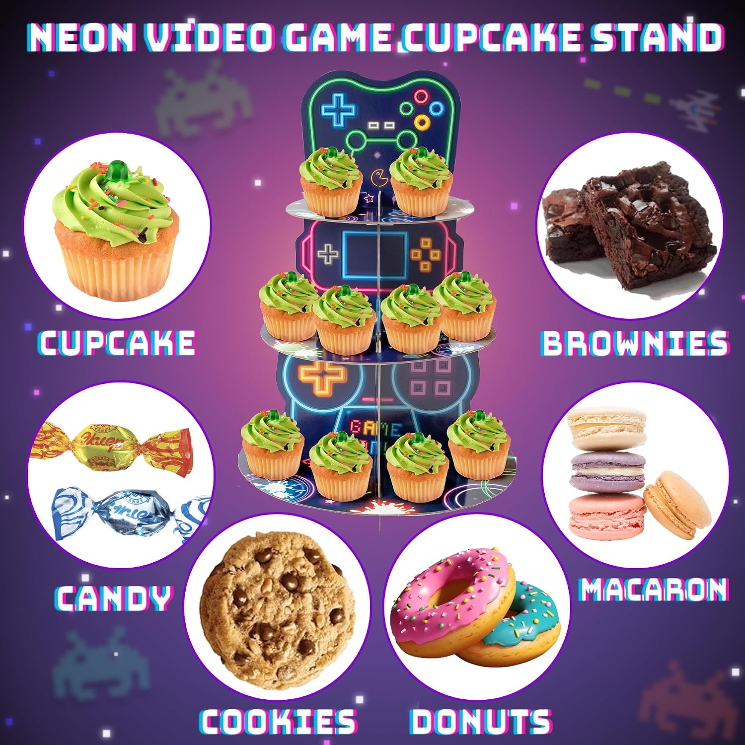 Homiva Store Neon Video Game C - Cupcake Stand Tier review and price