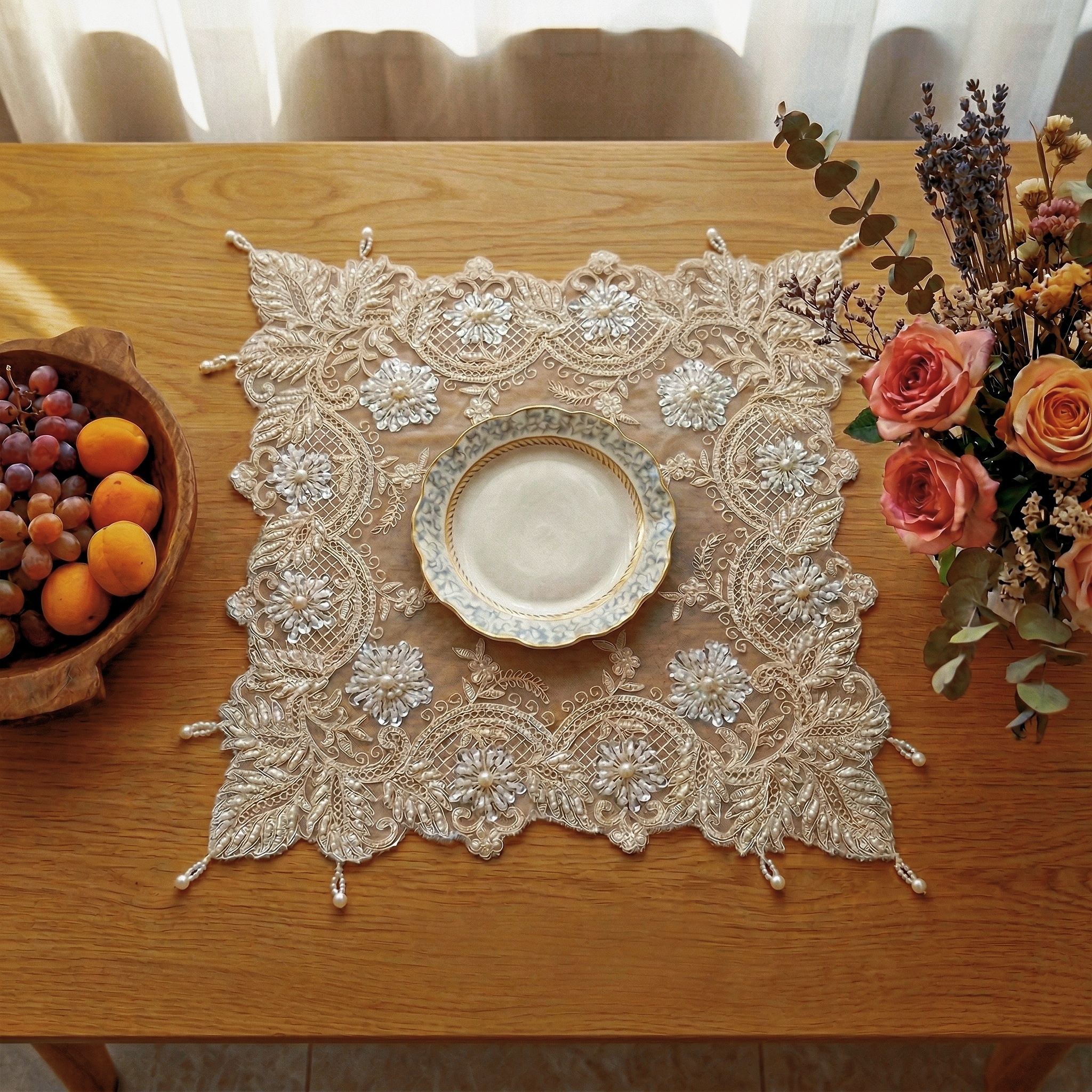 2pcs Leaf Shape Placemats Set  - Glitter Tablecloth review and price
