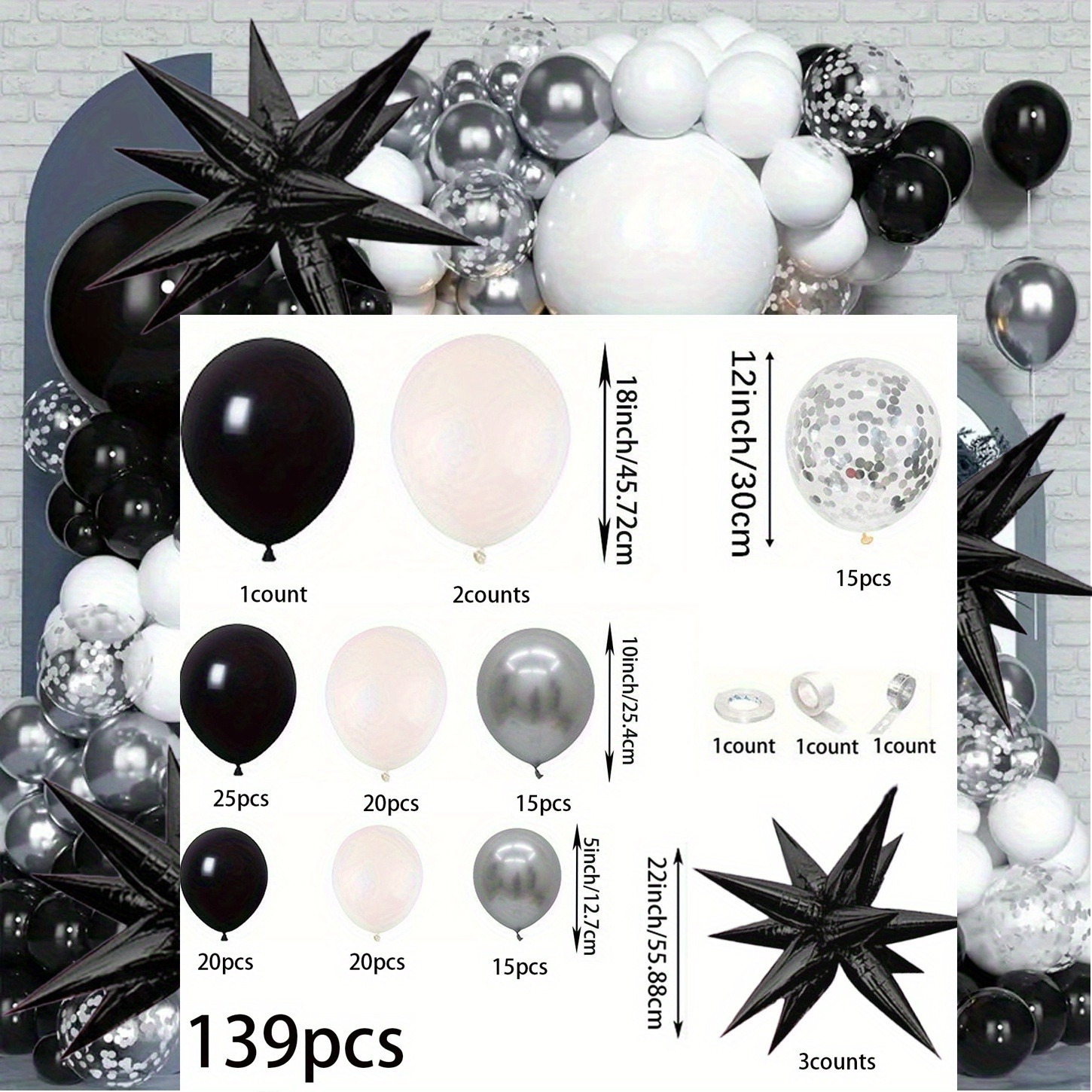 1pc/139pcs Black and White Sil - Event & Party Supply review and price
