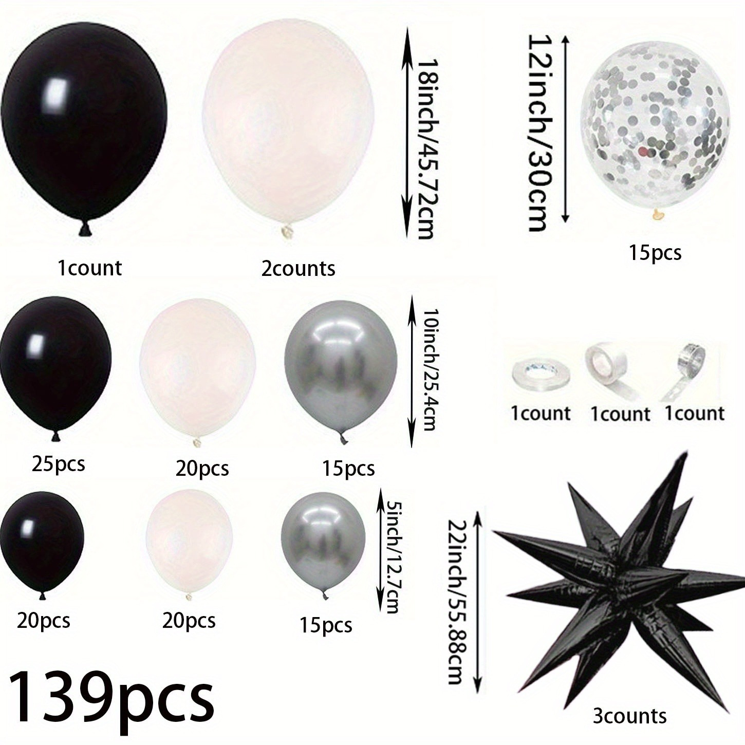 1pc/139pcs Black and White Sil - Event & Party Supply review and price