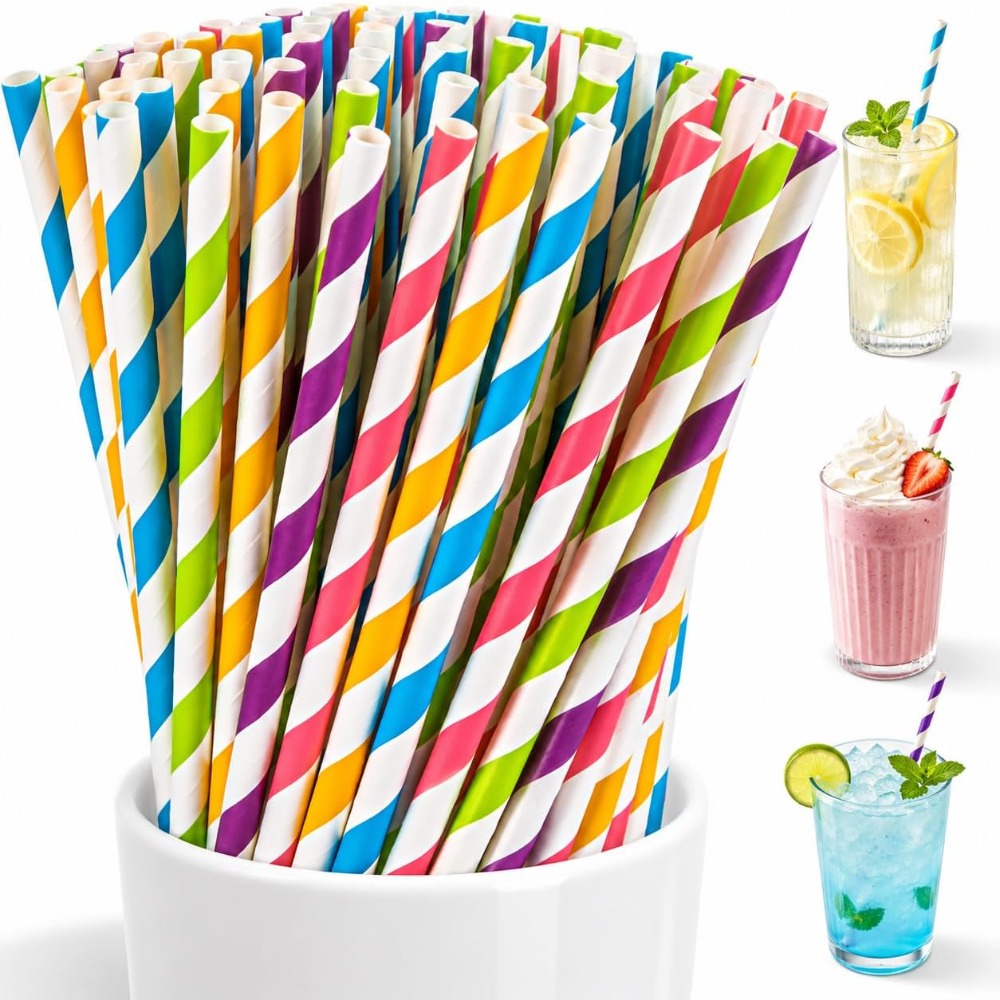 Disposable Colorful Striped Dr - Paper Straw Color review and price