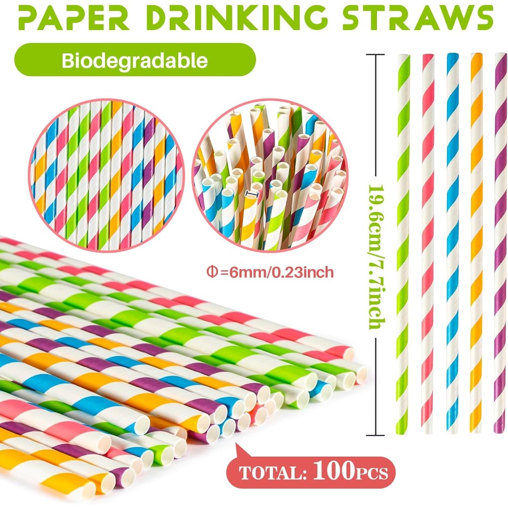 Disposable Colorful Striped Dr - Paper Straw Color review and price