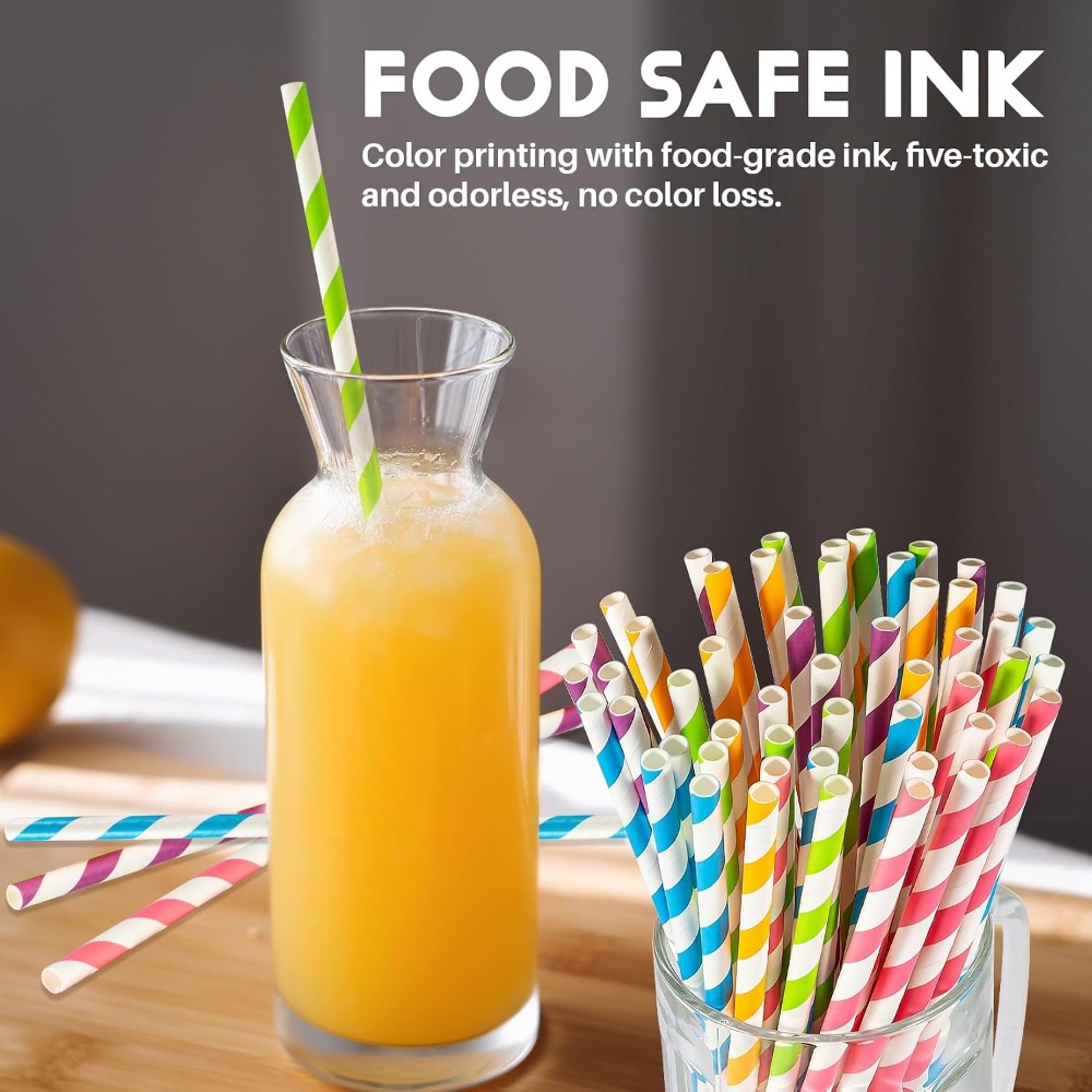 Disposable Colorful Striped Dr - Paper Straw Color review and price
