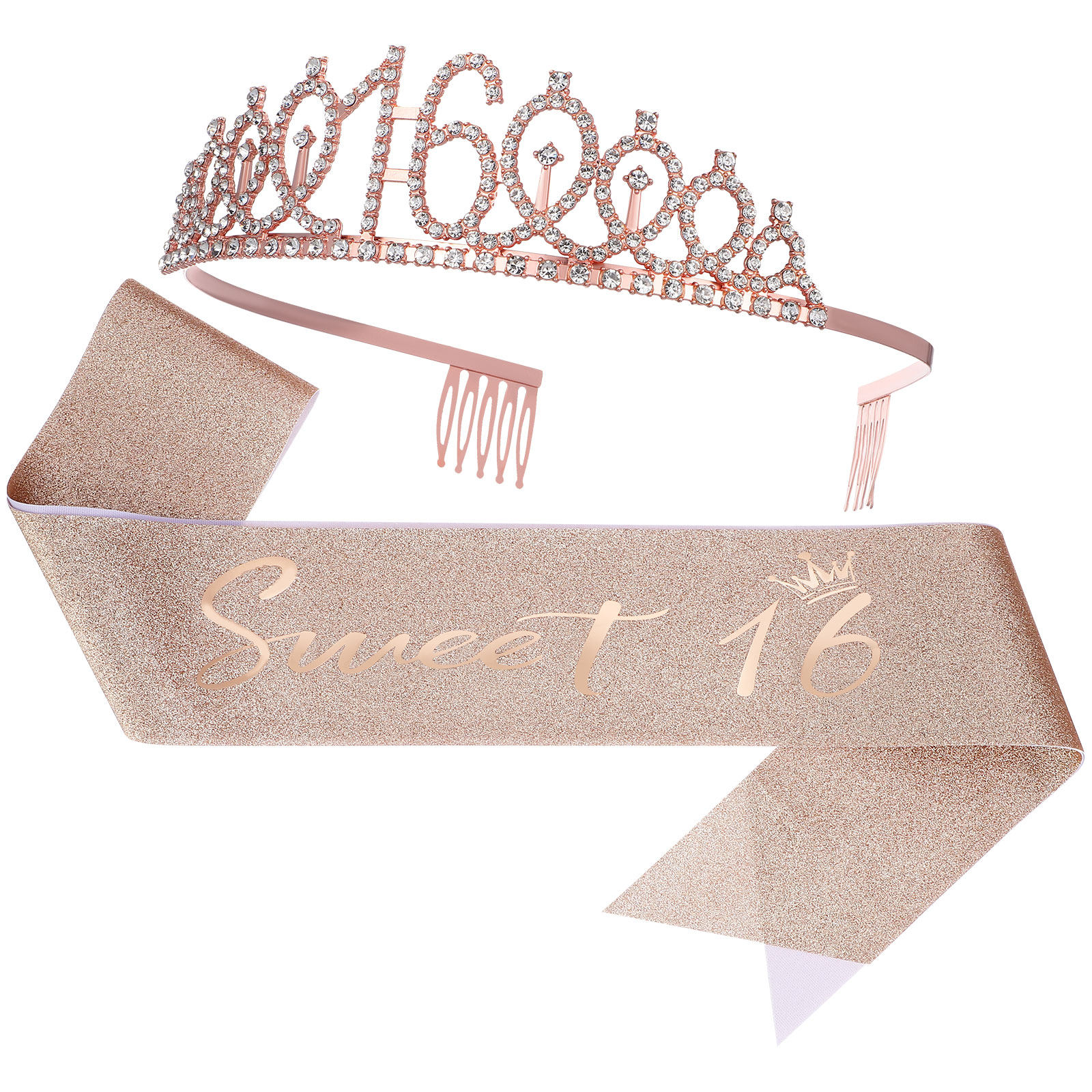1Set Glittering Birthday Tiara - Birthday Sash Glitter review and price